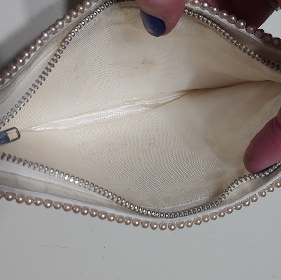 Vintage Pearl Clutch Wristlet Wedding Purse Beaded Handbag - Picture 5 of 5